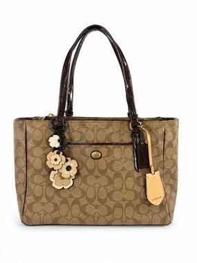 Coach Signature C Brown Patent Leather Gallery Tote Bag  F24630